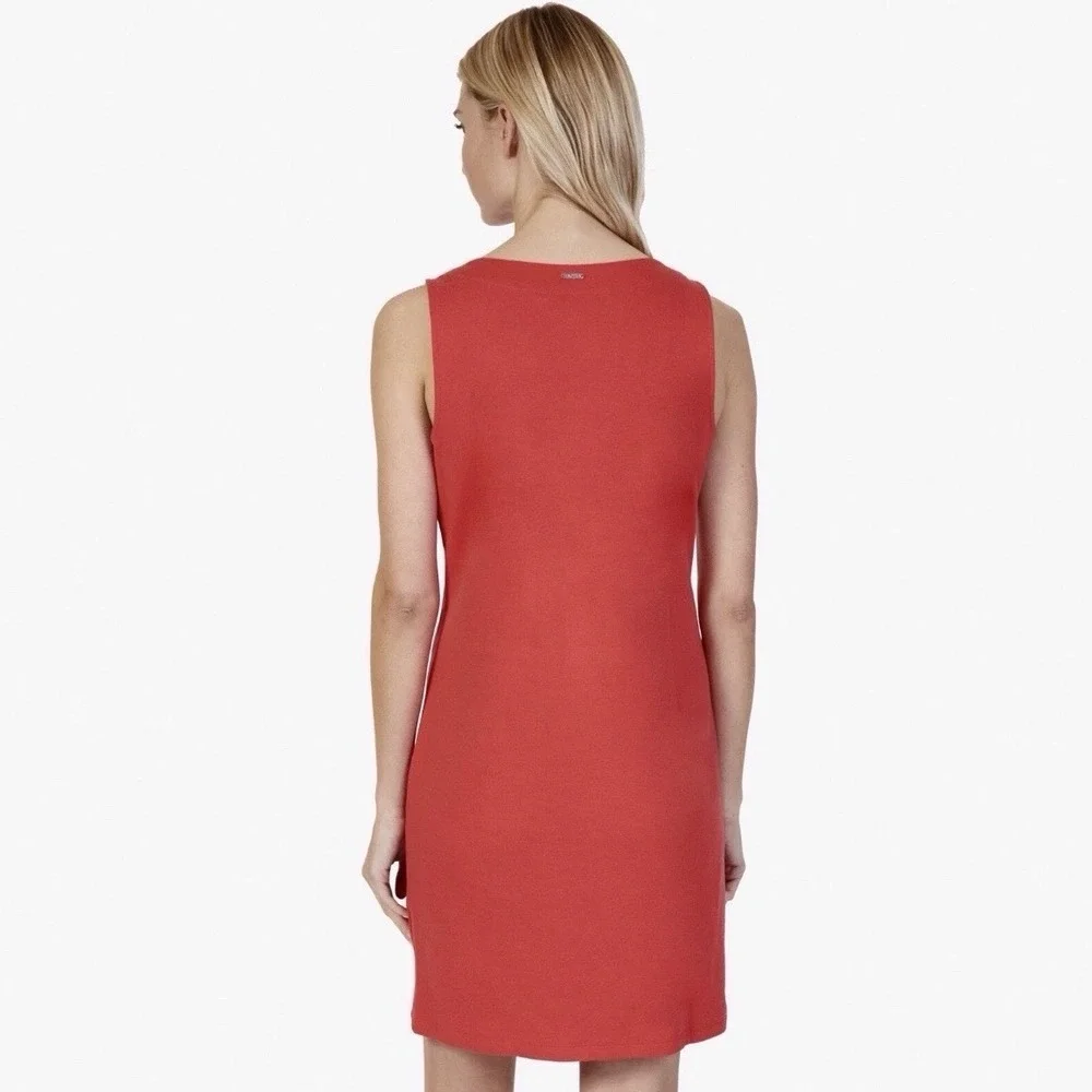 Nautica Women's Size Medium Coral Tie V-Neck 100% Cotton Shift Mini Dress NWOT